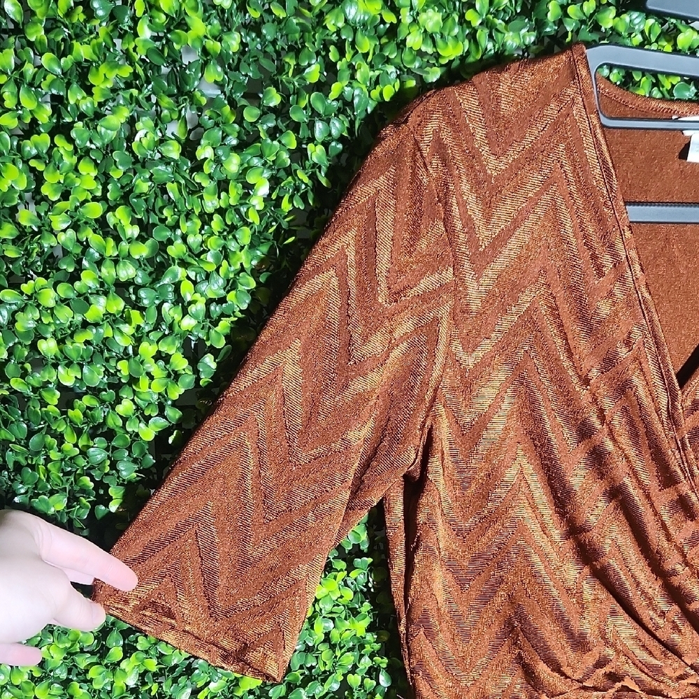 Cato Orange Chevron Wrap Top Small - Picture 2 of 12